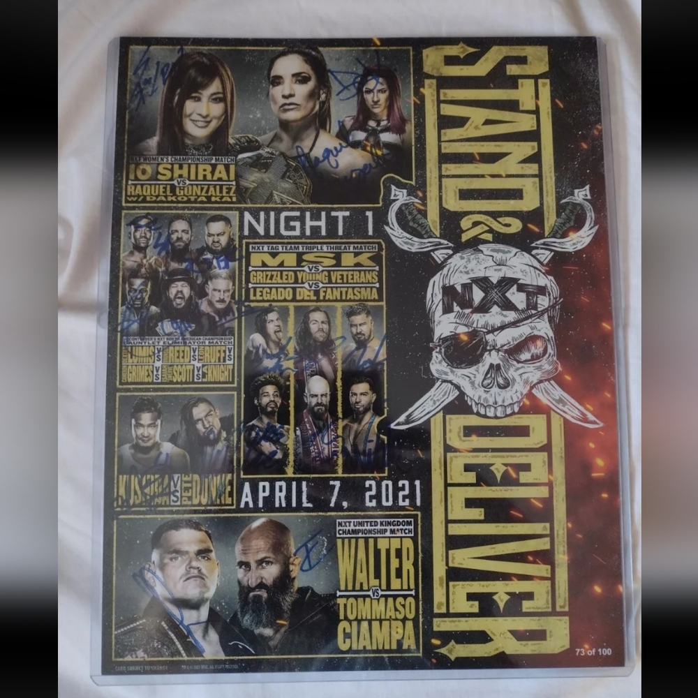 WWE 11x14 Auto Match/Fight Card NXT Takeover Stand & Deliver Night 1 & 2